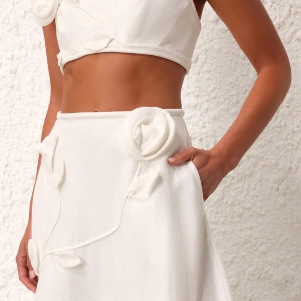 Zimmermann matchmaker rose appliqué bra crop top and A-line skirt - Picture 3 of 3